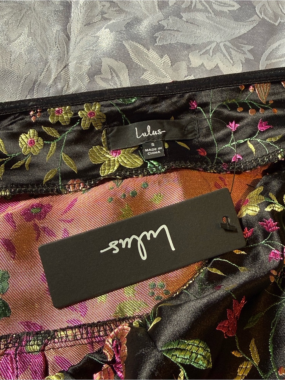 NWT Lulus Black Floral Jacquard Strapless Midi Dress | Slit | Size Small - Picture 8 of 10